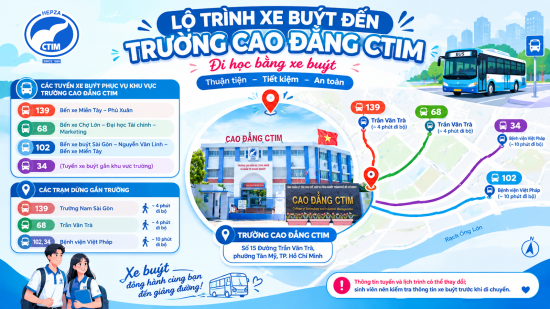 THÔNG TIN CÁC TUYẾN XE BUÝT KẾT NỐI ĐẾN TRƯỜNG CAO ĐẲNG CTIM